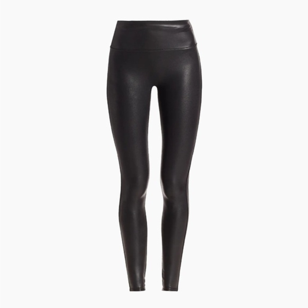 SPANX Black Faux Leather Leggings - Large